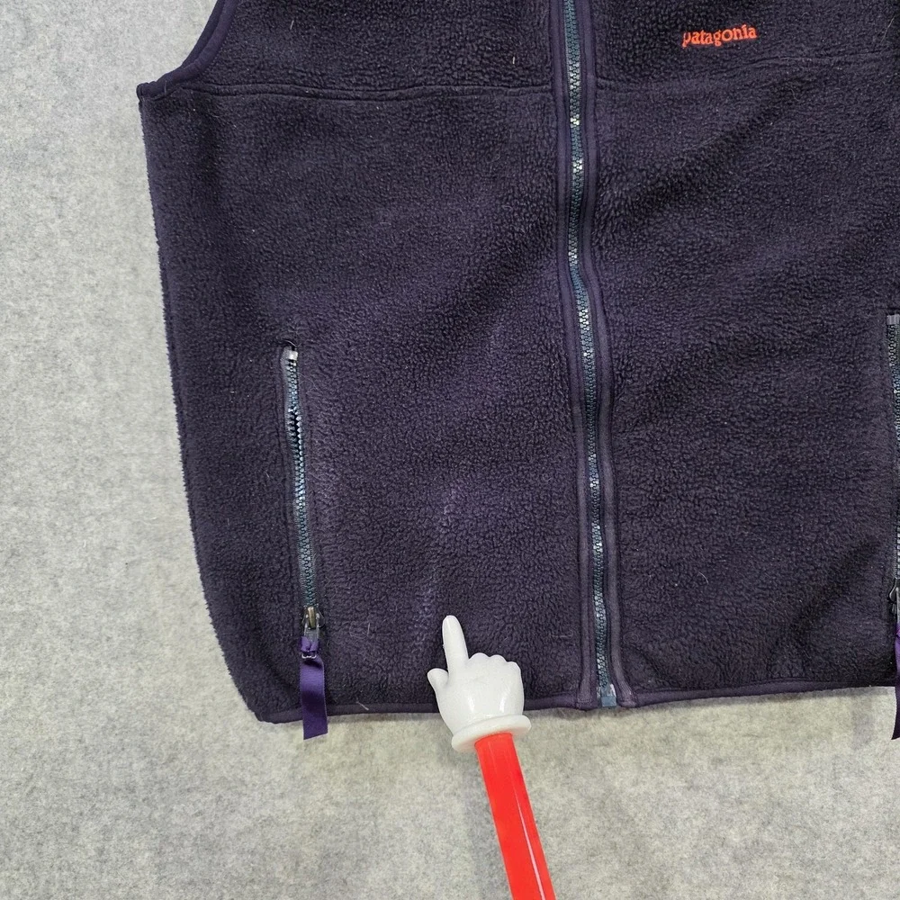 Vintage 90s Patagonia Synchilla Fleece Vest Mens Small Purple Full Zip USA Made